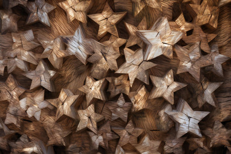 Wooden texture with stars as background, close-up view.の素材