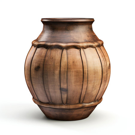 Clay pot isolated on white background.の素材