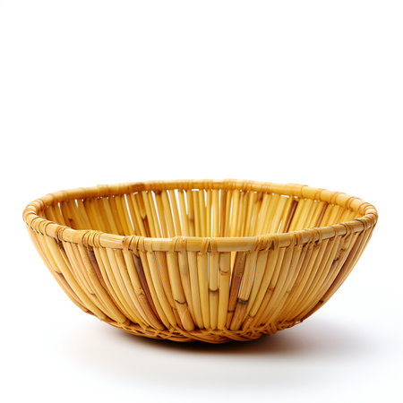 Wicker basket isolated on white background.の素材