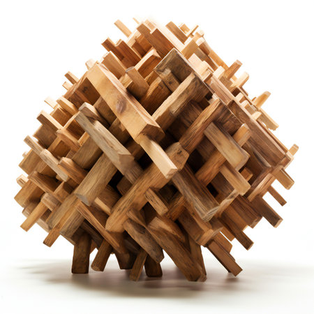 Wooden puzzle isolated on a white background.の素材