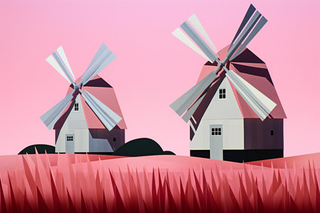 Windmills in the countryside.の素材