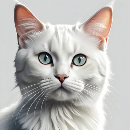 White cat with blue eyes on a white background.の素材