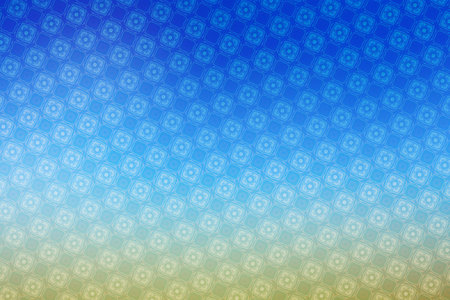 Blue and yellow background with a pattern of geometric shapes.