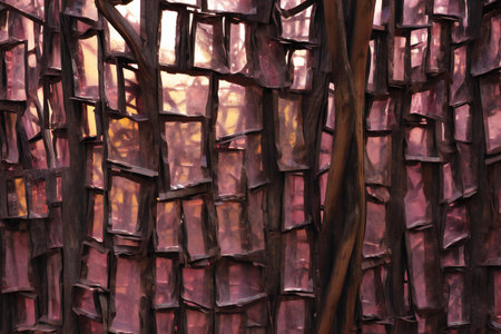 Abstract background of the window in the dark forest. Illustration.の素材