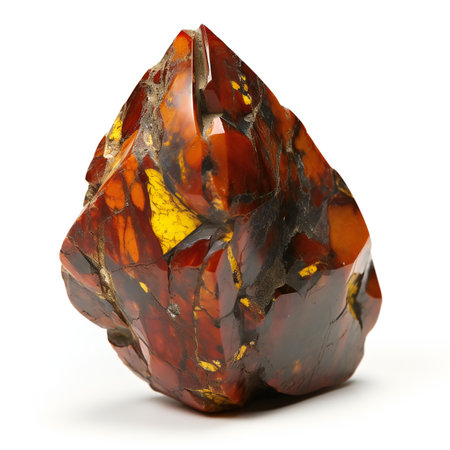 Natural amber gemstone isolated on white background. Natural gemstone.の素材