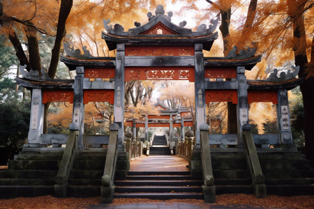 Japanese temple in autumn, Tokyo, Japan. Travel and tourism concept.の素材