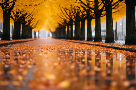 Ginkgo trees in autumn, Tokyo, Japan. Selective focus.の素材