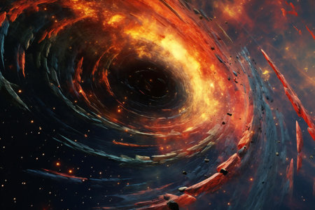 Abstract space background with stars and nebula. Fractal art.の素材
