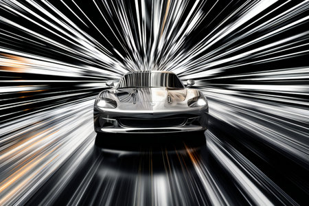 a sports car on a black background with stripesの素材