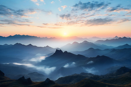 Sunrise in the mountains. Sunrise in the mountains. Mountain landscapeの素材