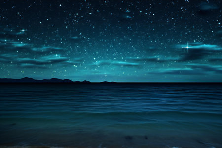 Night starry sky over the seaの素材