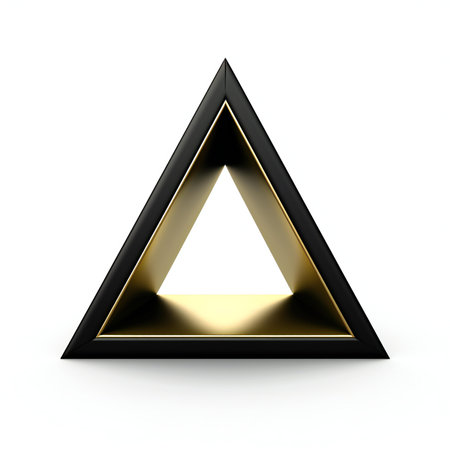 Triangle gold on white background.の素材
