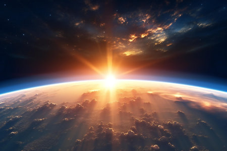 Sunrise over the planet earth.の素材