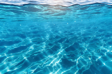 Blue water surface with sun reflection. Abstract background for your design.の素材
