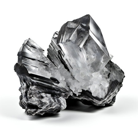 crystal quartz isolated on white backgroundの素材