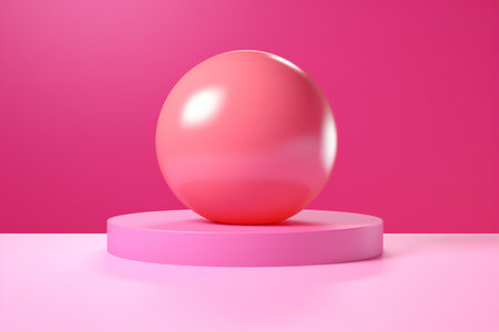 abstract geometric forms. Pink podium for your design.の素材