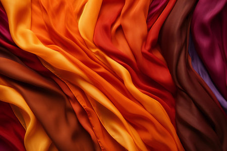 Abstract background of colorful satin fabric. Close-up shot.の素材