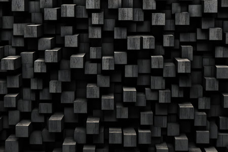 abstract geometric shape made of cubes in black colorの素材