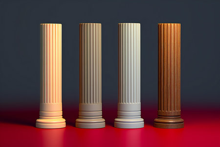 illustration of classic columns on a dark background.の素材