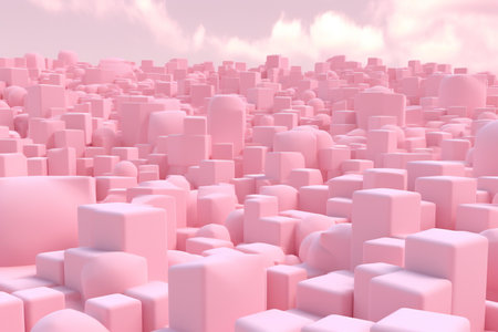 Abstract pink background with cubes.の素材