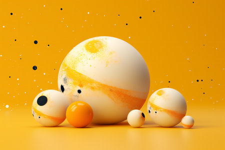 planets on a yellow background with space for textの素材