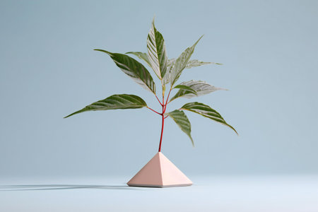 Plant in a pot on a blue background.の素材