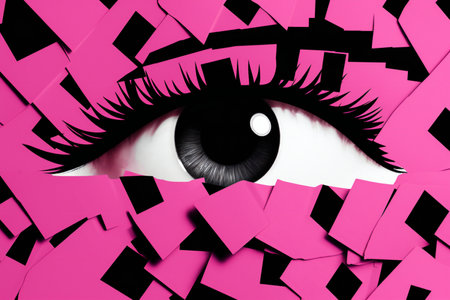 Eye in pink and black background,の素材