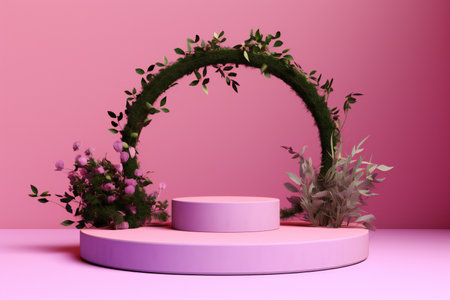 abstract minimal geometric forms. Glossy podium for your design. Fashion show stage.の素材