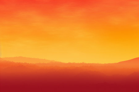Foggy landscape with mountains and hills at sunrise. Natural background.の素材
