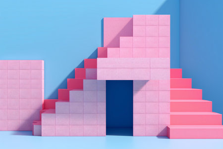 Abstract minimal scene with geometric shapes.の素材