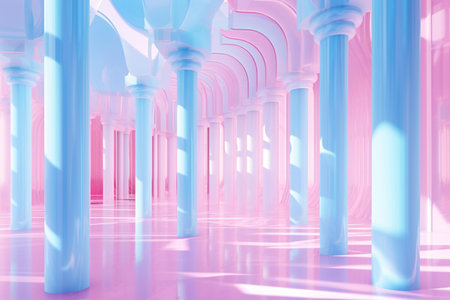 abstract background. Futuristic corridor with columns and archesの素材