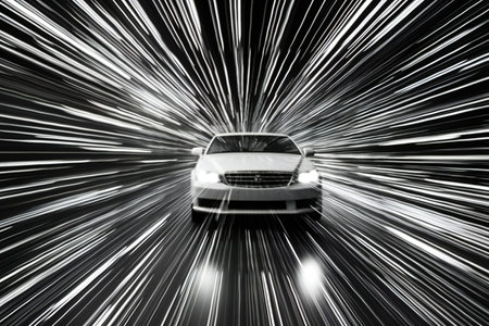 Car on the road with speed motion blur.の素材