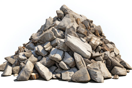 Pile of stones isolated on white background.の素材