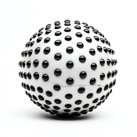 a white sphere with black dots isolated on white backgroundの素材