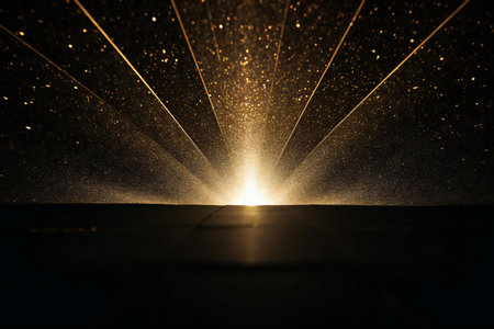 Abstract background with golden bokeh lights. Christmas or New Year conceptの素材