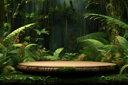 Wooden platform in the tropical jungle.の素材