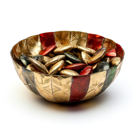 golden bowl isolated on white backgroundの素材