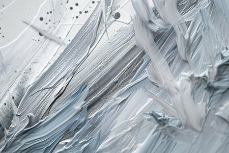 white and gray acrylic paint on canvas, abstract background, closeupの素材