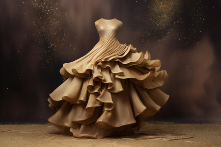 Wedding dress on a dark background.の素材