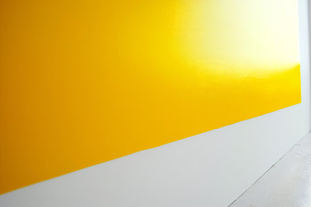 Yellow wall with white floor and yellow wall in the room, abstract backgroundの素材