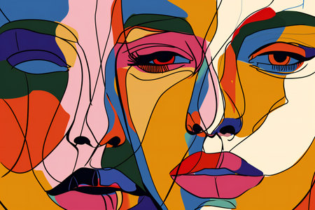 Abstract illustration of a woman's face. Can be used as a backgroundの素材