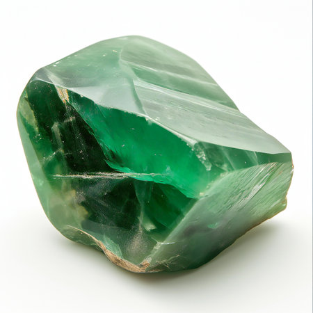 green amethyst semigem geological mineral isolated on the white backgroundの素材