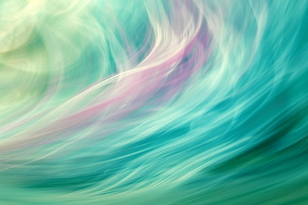 abstract background with smooth lines in green and turquoise colorsの素材