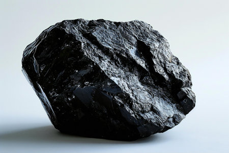 Black coal isolated on white background. 3d render. Geologyの素材