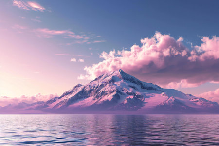 Mountains in the clouds over the sea.の素材