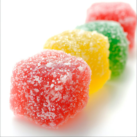 Colorful jelly candies on a white background. Close-up.の素材