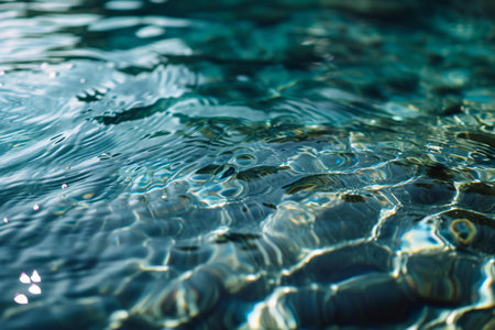 Close-up of the surface of the water in the pool.の素材