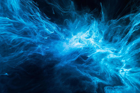 Abstract blue smoke on black background. Fantasy fractal texture. Digital art.の素材