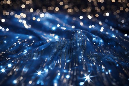 blue abstract background with bokeh defocused lights and sparklesの素材