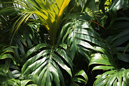 Tropical leaves background. Green leaves background. Tropical leaves background.の素材